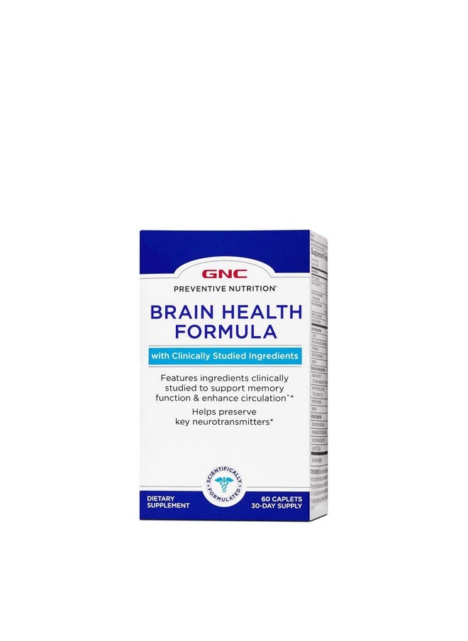 GNC - Preventive Nutrition Brain Health Formula 60 Caplets Supports Memory Function And Enhances Circulation - Image 1