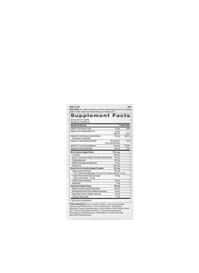 GNC - Preventive Nutrition Brain Health Formula 60 Caplets Supports Memory Function And Enhances Circulation - Image 1