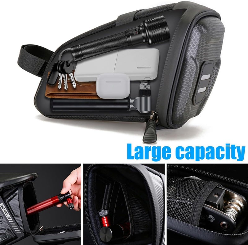 LLTTLTMM EVA Hard Shell Waterproof Bike Saddle Bag, 1 Litre, Black, Seat Mount, Universal Fit, Bicycle - Image 3