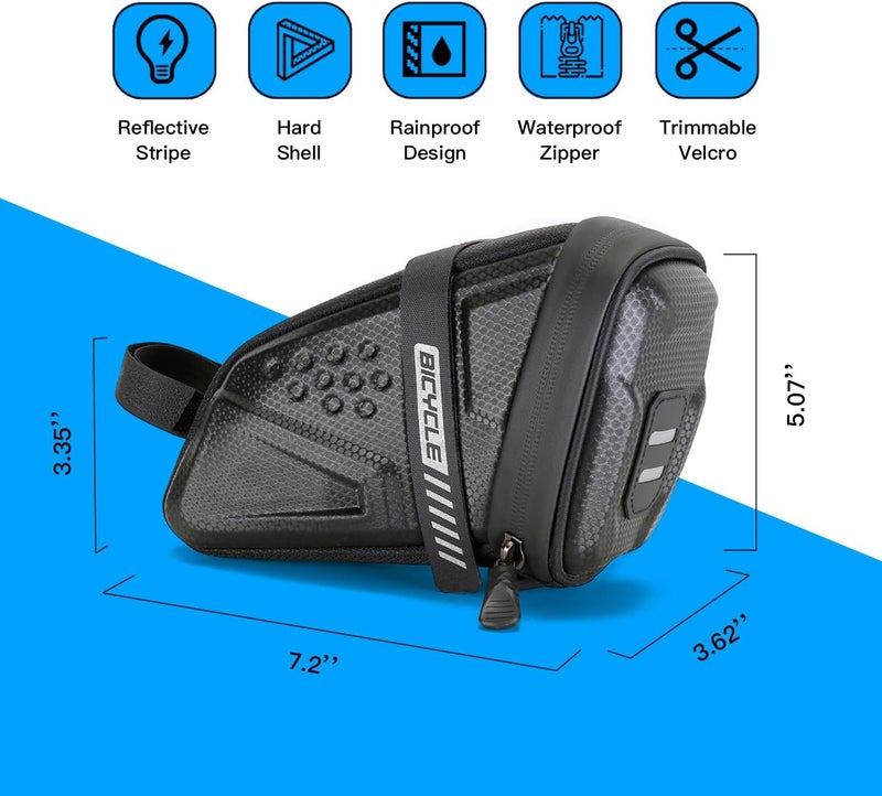 LLTTLTMM EVA Hard Shell Waterproof Bike Saddle Bag, 1 Litre, Black, Seat Mount, Universal Fit, Bicycle - Image 4
