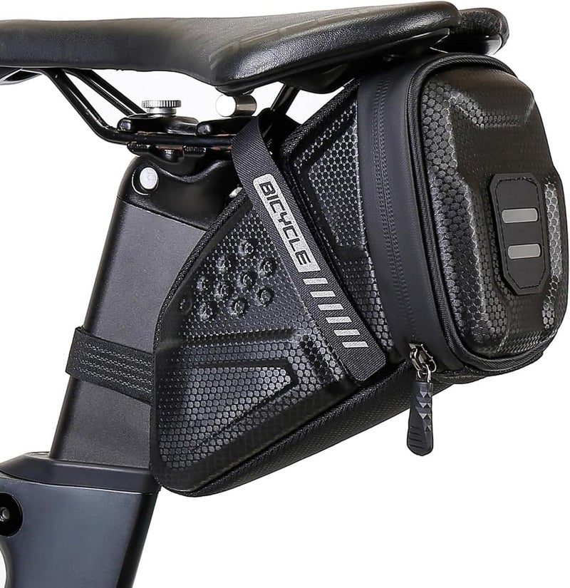 LLTTLTMM EVA Hard Shell Waterproof Bike Saddle Bag, 1 Litre, Black, Seat Mount, Universal Fit, Bicycle - Image 1
