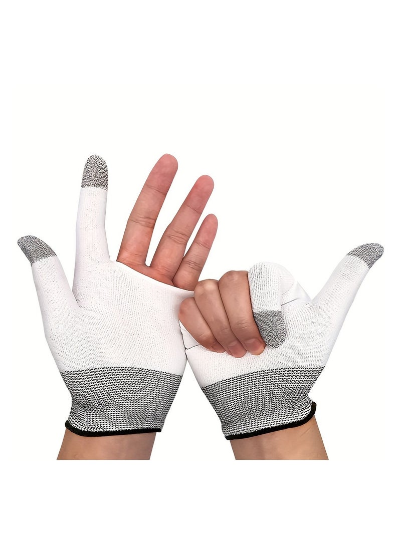 Anti-Sweat Breathable Non-Slip Touch Screen Gaming Finger Glove Sleeve, Game Gloves For Hand Cover Game Controller For Teens Halloween/Thanksgiving Day/Christmas Gift, gaming gift--White ﻿ 