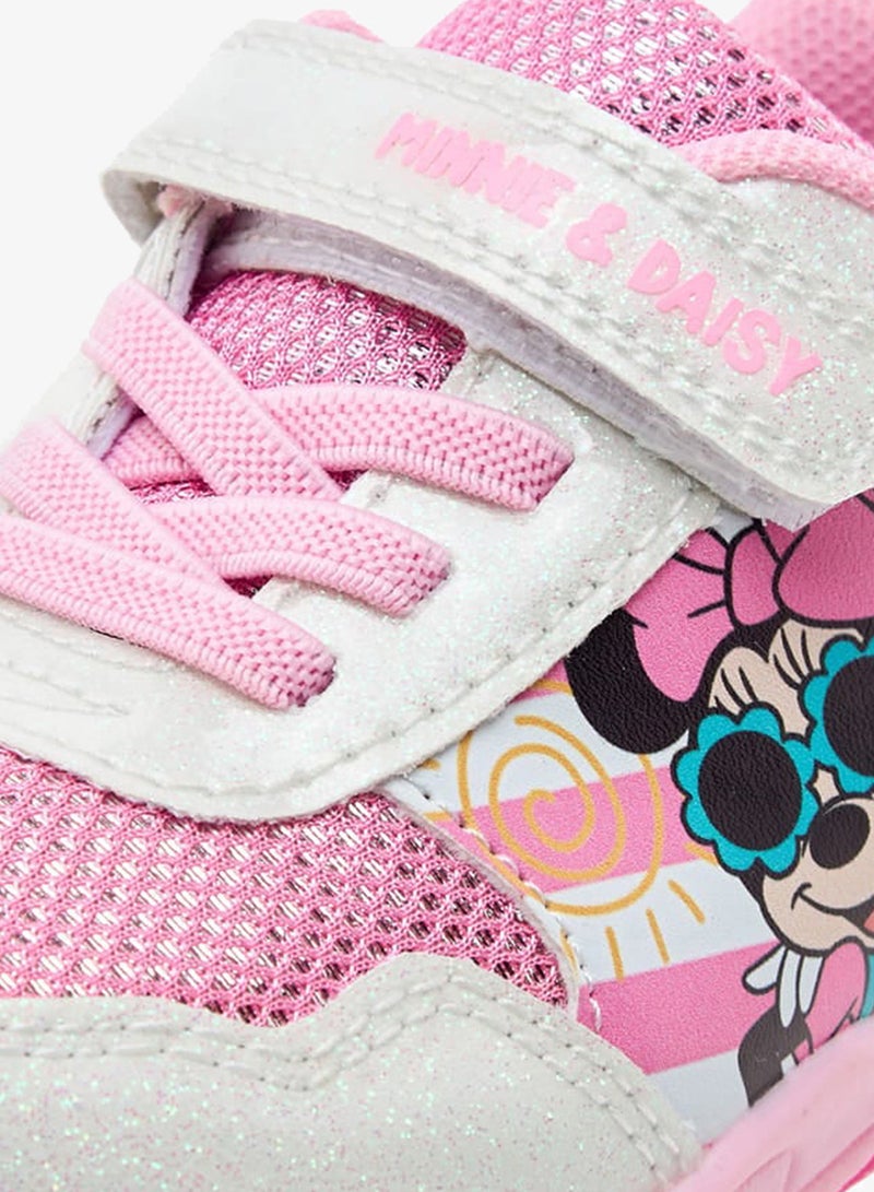 Disney Girls Minnie and Daisy Printed Light-Up Sneakers with Hook and Loop Closure - Image 5
