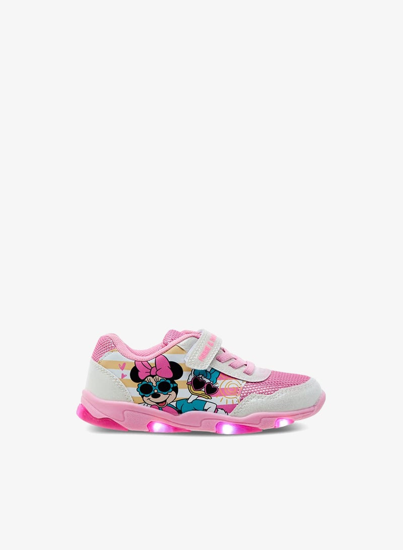 Disney Girls Minnie and Daisy Printed Light-Up Sneakers with Hook and Loop Closure - Image 4