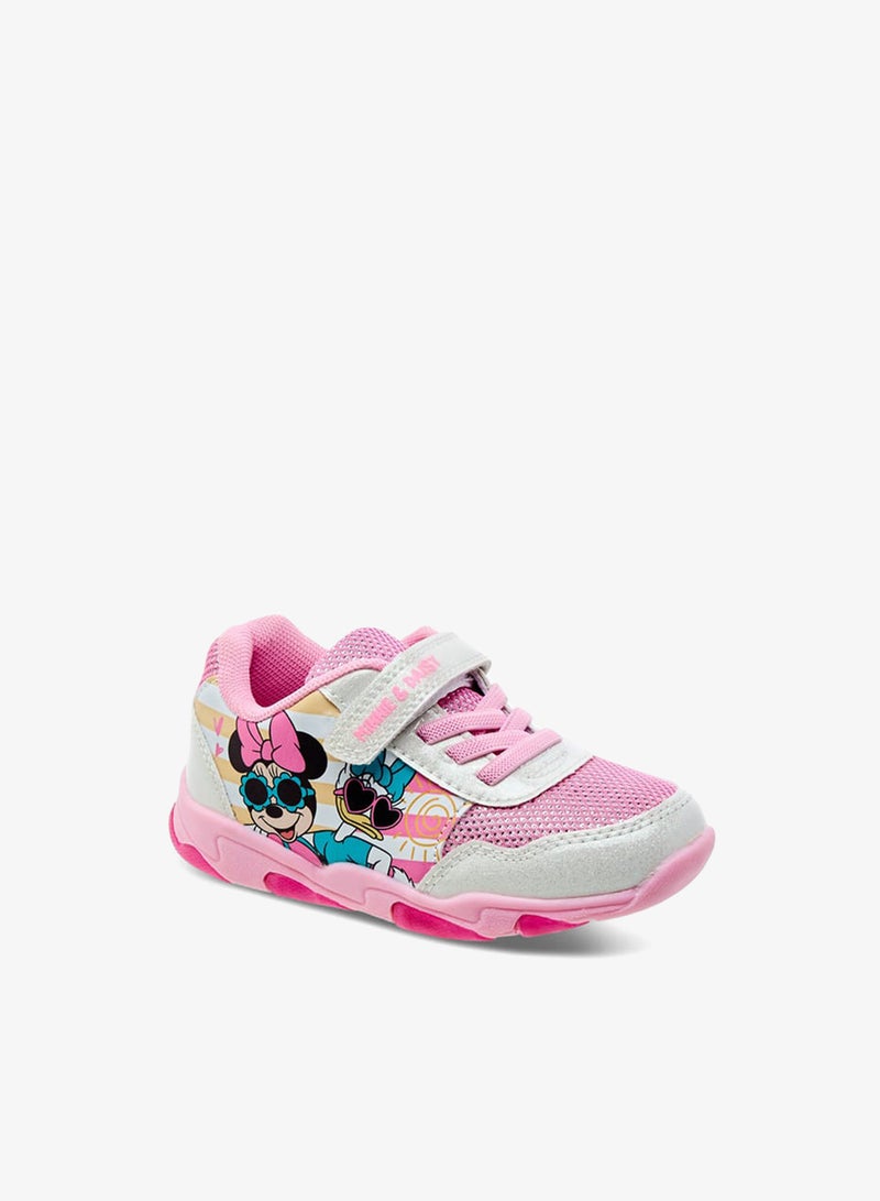 Disney Girls Minnie and Daisy Printed Light-Up Sneakers with Hook and Loop Closure - Image 2