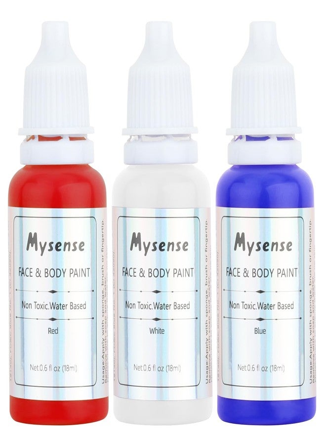 Mysense Red White and Blue Face Paint,Water Based Washable Clown Makeup Kit,Non-toxic Cream Body Paint for Adults and Children USA Face Paint and Halloween SFX Cosplay Makeup,0.6oz/pc - Image 1