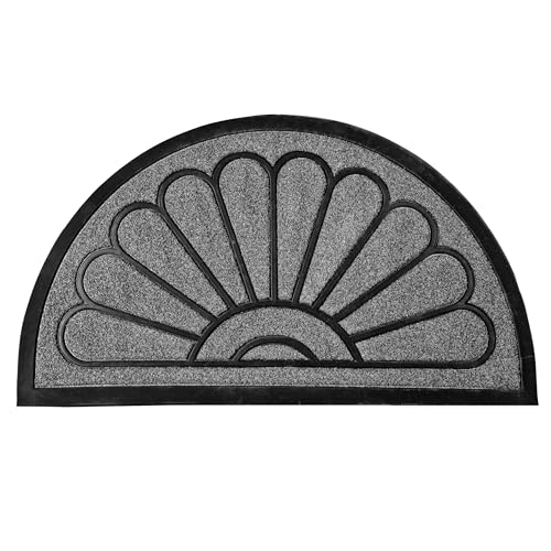 ubdyo Front Door Mat - Low Pile Front Door Mat Outside Entrance - Muddy Dirt Trapping Welcome Matt Outdoor - Rubber Backing Anti Slip Indoor Doormat Entrance, 29" x 17", Bright Grey - Image 1