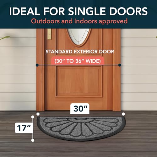 ubdyo Front Door Mat - Low Pile Front Door Mat Outside Entrance - Muddy Dirt Trapping Welcome Matt Outdoor - Rubber Backing Anti Slip Indoor Doormat Entrance, 29" x 17", Bright Grey - Image 3