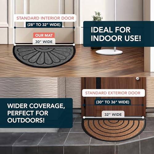 ubdyo Front Door Mat - Low Pile Front Door Mat Outside Entrance - Muddy Dirt Trapping Welcome Matt Outdoor - Rubber Backing Anti Slip Indoor Doormat Entrance, 29" x 17", Bright Grey - Image 5
