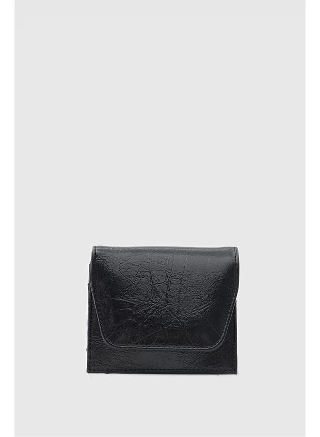 Leya Black Women's Wallet with Mirror and Lipstick Pocket.