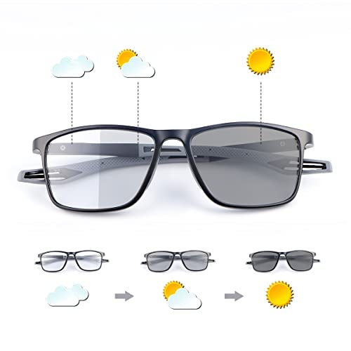 MIRYEA Photochromic Progressive Multifocus Reading Sunglasses Spring Hinges Blue Light Blocking Computer Glasses UV400 Protection Multifocal Transition Sun Readers Anti Glare Shades Eyeglasses Eyewear - Image 1