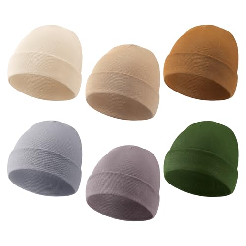 Newcotte 6 Pcs Preemie Baby Hats Cotton Preemie Caps Warm Newborn Beanie Premature Hat for Nicu Premature Boy Girl(Retro Color,Elegant Style) - Image 1