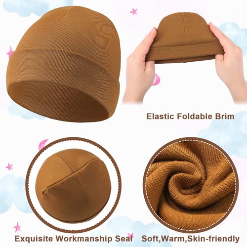 Newcotte 6 Pcs Preemie Baby Hats Cotton Preemie Caps Warm Newborn Beanie Premature Hat for Nicu Premature Boy Girl(Retro Color,Elegant Style) - Image 5
