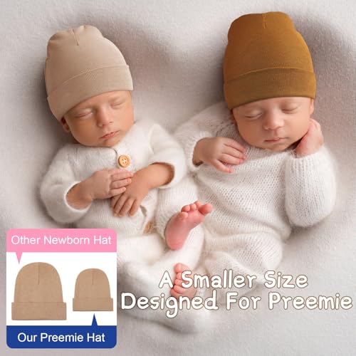 Newcotte 6 Pcs Preemie Baby Hats Cotton Preemie Caps Warm Newborn Beanie Premature Hat for Nicu Premature Boy Girl(Retro Color,Elegant Style) - Image 3