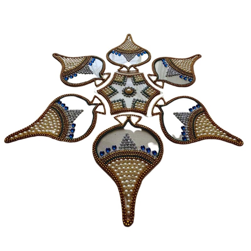 Aabhaas Design Kundan Decorated Rangoli 7Piece Set Add Elegance and Splendor to Your Home Decor with Handcrafted Indian Artistry Perfect for Festivals Celebrations and Special Occasions - Image 2