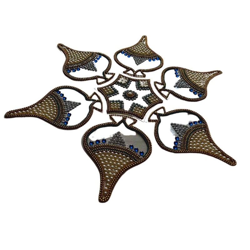 Aabhaas Design Kundan Decorated Rangoli 7Piece Set Add Elegance and Splendor to Your Home Decor with Handcrafted Indian Artistry Perfect for Festivals Celebrations and Special Occasions - Image 4
