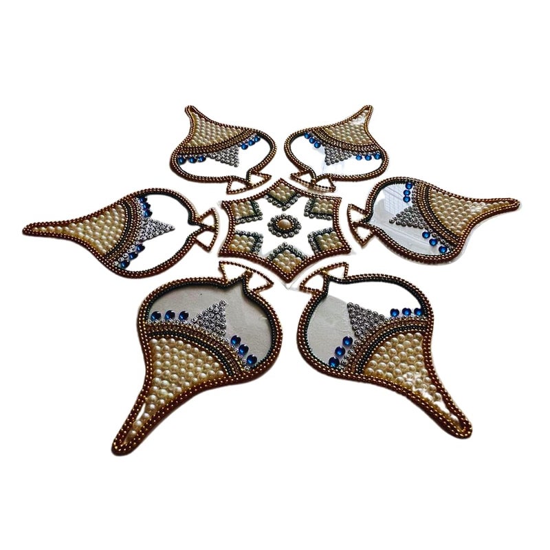 Aabhaas Design Kundan Decorated Rangoli 7Piece Set Add Elegance and Splendor to Your Home Decor with Handcrafted Indian Artistry Perfect for Festivals Celebrations and Special Occasions - Image 3