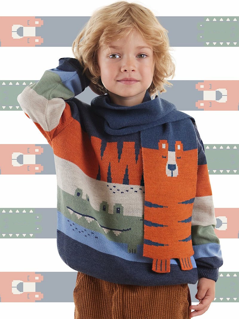 Denokids Tiger Crocodile Boy Scarf - Image 1