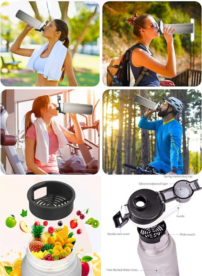 Chase Up Motivational Water Bottle 1l Water Bottle for Kids School Water Bottles With Straw Leak Proof Water Bottle With Time Marker For Sport, School, Gym, Office (GRADIENT GREY) - Image 3