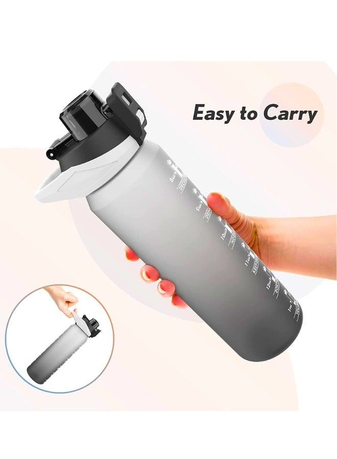 Chase Up Motivational Water Bottle 1l Water Bottle for Kids School Water Bottles With Straw Leak Proof Water Bottle With Time Marker For Sport, School, Gym, Office (GRADIENT GREY) - Image 2