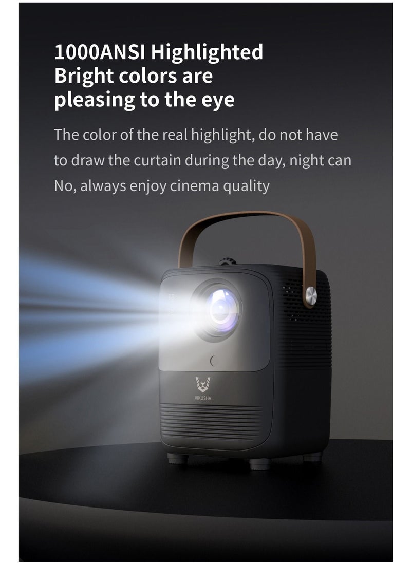 VIKUSHA - Multimedia Android Projector 1080P Intelligent Screen Projection Wi-Fi and Bluetooth Home TV Game With Remote - Image 1