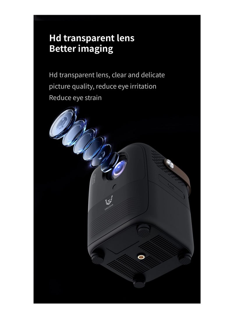 VIKUSHA - Multimedia Android Projector 1080P Intelligent Screen Projection Wi-Fi and Bluetooth Home TV Game With Remote - Image 1