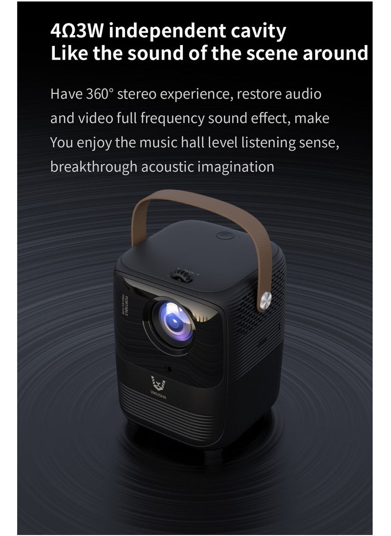 VIKUSHA - Multimedia Android Projector 1080P Intelligent Screen Projection Wi-Fi and Bluetooth Home TV Game With Remote - Image 1