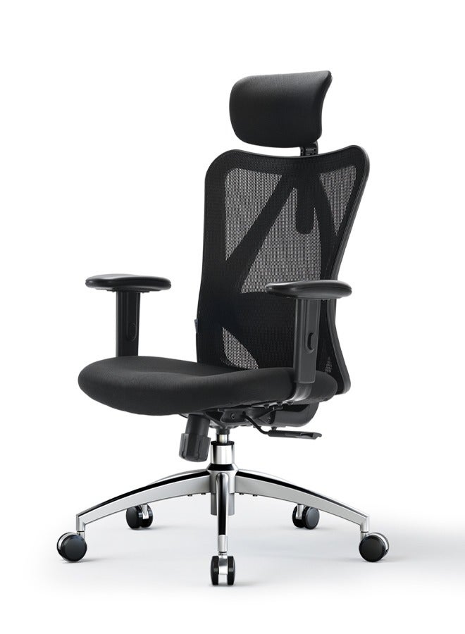 SIHOO M18 Ergonomic Office Chair, Big and Tall Office Chair, Adjustable Headrest with 2D Armrest, Lumbar Support and PU Wheels, Swivel Computer Task Chair for Office(Black) - Image 1