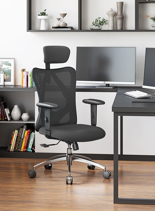 SIHOO M18 Ergonomic Office Chair, Big and Tall Office Chair, Adjustable Headrest with 2D Armrest, Lumbar Support and PU Wheels, Swivel Computer Task Chair for Office(Black) - Image 5