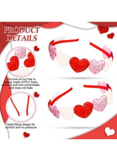 Mtlee MTLEE 3pcs Valentines Day Headband Girls Heart Headbands Glitter Bling Headwear Toddler Sequin Hair Accessories Cute Headband Colorful Red Heart Hairband for Teens Baby Kids Women Holiday Supplies  - Image 2