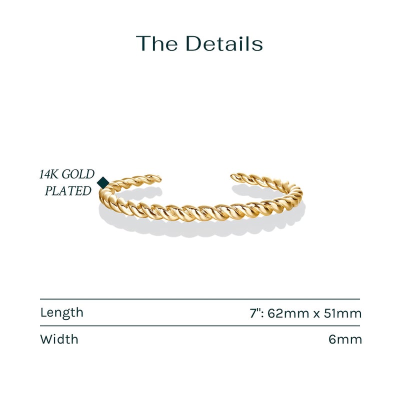 PAVOI 14K Yellow Gold Plated Twisted Chunky Bangle Bracelet for Women - Trendy Braided Stackable Bracelet - Lightweight Everyday Jewelry - 7 Inch - Image 3