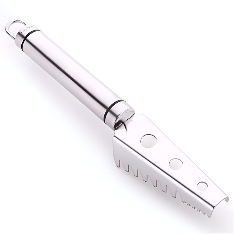 ABTER Fish Scale Remover Tool - 304 Stainless Steel Fish Scales Scraper with Sawtooth Blade for Fast and Easy Peeling - Silver Descaling Tool for Kitchen Use  - Image 2