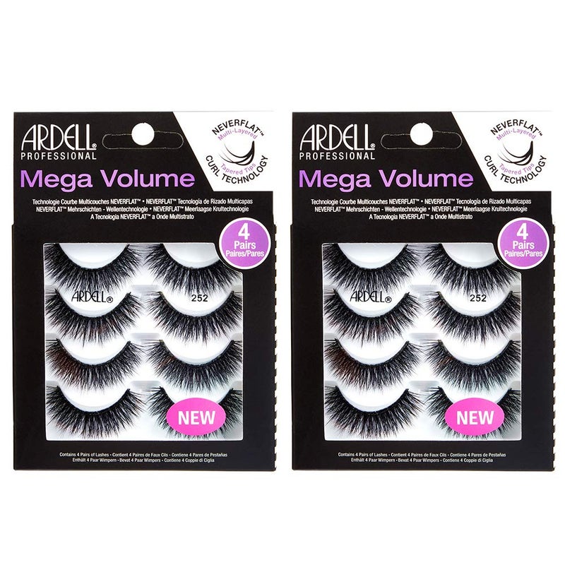 Ardell Lashes Natural Look Mega Volume, 252 - Full Volume, Long-Lasting Fake Lashes for Flawless Look, 4 Pairs - Image 1