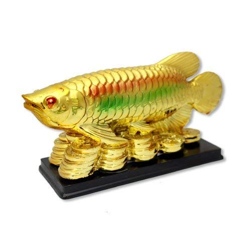 RIPE INDIA® Feng Shui Arowana Fish On Lucky Coins in Golden Color for Prosperity and Luck - Image 2