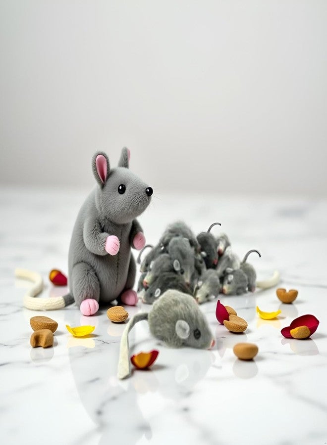 SelHeng 5 Pcs Gray Fur Rattle Mouse Cat Toy Mice Animal Toy Pet Supplies Furry Play Combo - Cat Toy Mix - Image 5