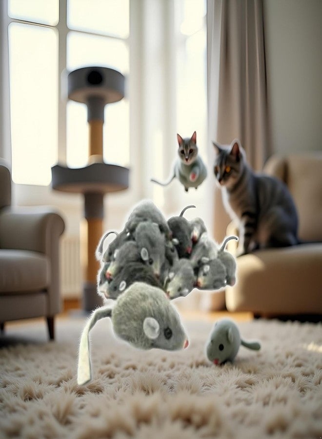 SelHeng 5 Pcs Gray Fur Rattle Mouse Cat Toy Mice Animal Toy Pet Supplies Furry Play Combo - Cat Toy Mix - Image 3