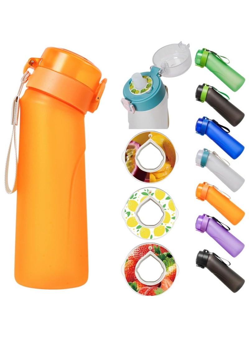 Beauenty - Flavored Water Bottle, Air up Water Bottle with Flavor Pods, Flavor Water Bottle, Air up Water Bottle, for Kids, 22oz, 750ml (New Orange - 1 bottle) + 3 pods in random flavors) - Image 1