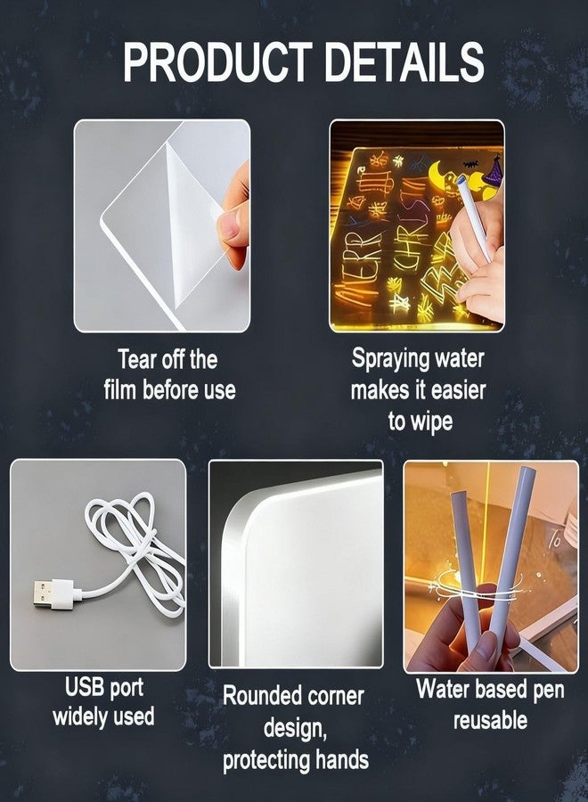 RHZGO LED Drawing Board,12"X8" Led Drawing Board for with Stand,7 Markers,Light Up Acrylic Message Board,Glowing Acrylic Dry Erase Board with Light, Christmas The Best Gifts - Image 2