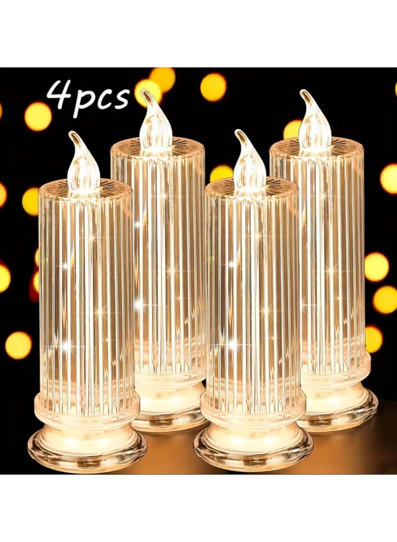 LDQ LED Flameless Candles, 4PCS Flameless Votive Candles, Romantic Decoration Night Light, Flameless Flickering Electric Fake Candle for Wedding Table Festival Bedroom Decorations - Image 1