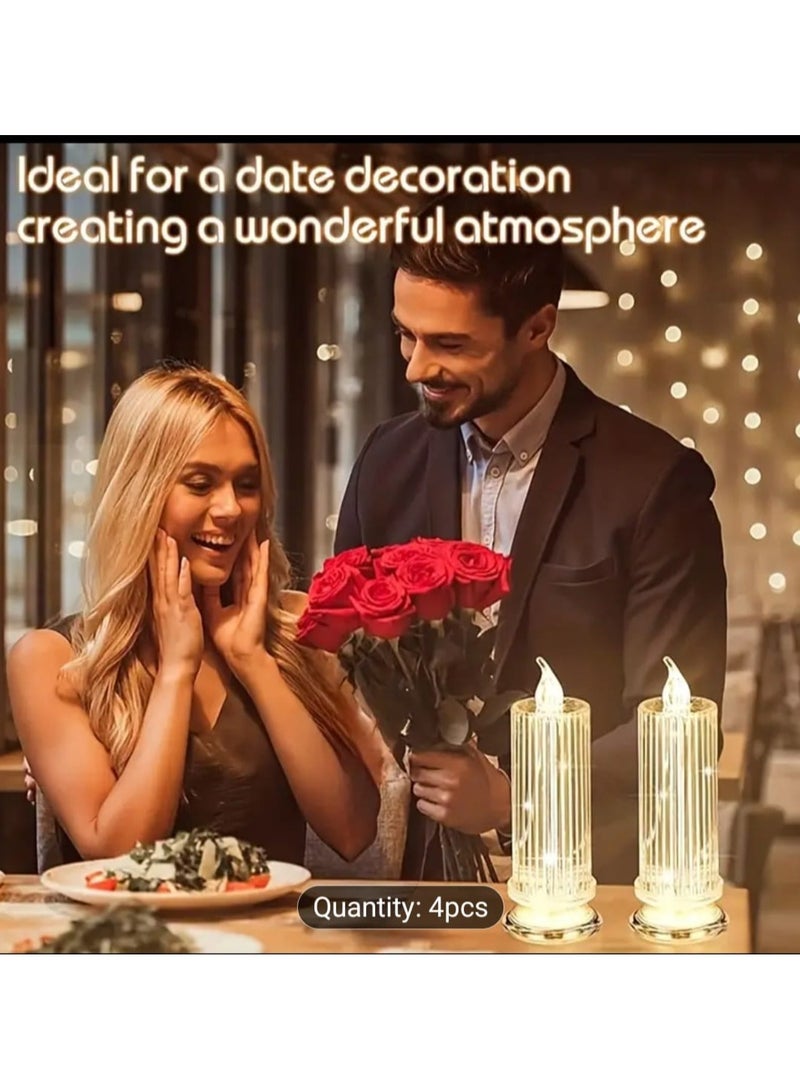 LDQ LED Flameless Candles, 4PCS Flameless Votive Candles, Romantic Decoration Night Light, Flameless Flickering Electric Fake Candle for Wedding Table Festival Bedroom Decorations - Image 3