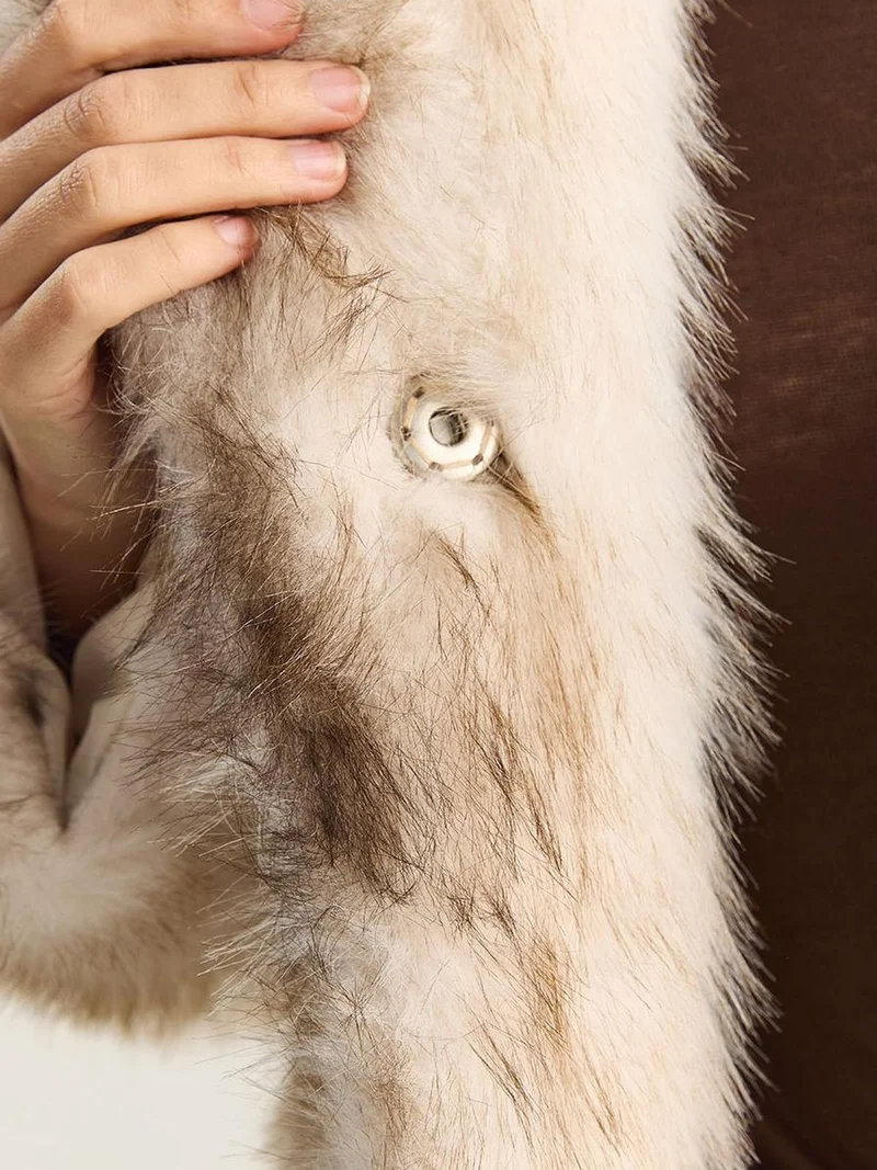 Bianco Lucci LUCCI Oversized Faux Fur Coat