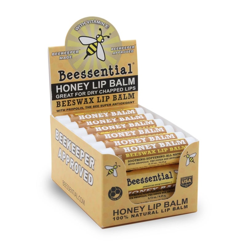 Beessential Natural Bulk Lip Balm Honey 18 Pack  For Men Women and Children Great for Gifts Showers  More