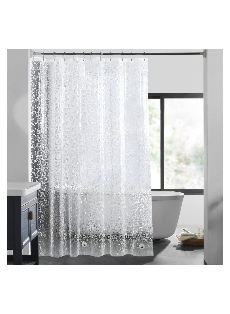 KASTWAVE Shower Curtain Liner Waterproof  8G EVA Thick Shower Curtain with Heavy Duty 3 Bottom Magnets Shower Liner for Shower Stall Bathtubs 3D Pebble Pattern 72 x 72" with 12 Hooks Pebble Hem  - Image 1