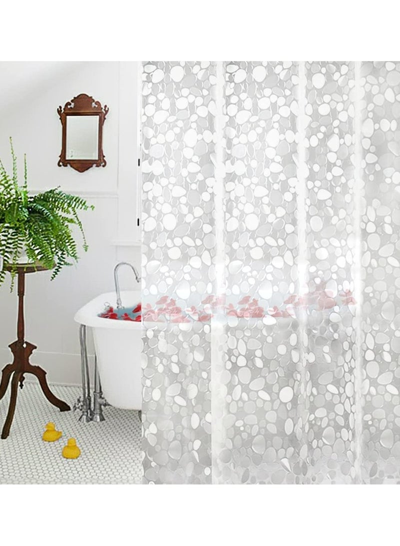 KASTWAVE Shower Curtain Liner Waterproof  8G EVA Thick Shower Curtain with Heavy Duty 3 Bottom Magnets Shower Liner for Shower Stall Bathtubs 3D Pebble Pattern 72 x 72" with 12 Hooks Pebble Hem  - Image 3