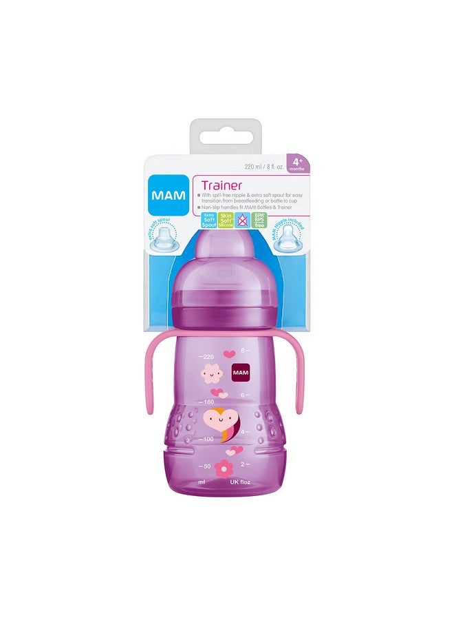 MAM Plastic Trainer Cup (1 Count) 8 Oz. Trainer Drinking Cup With Extrasoft Spout Spillfree Nipple And Nonslip Handles For Girls 4+ Months Designs May Vary - Image 3