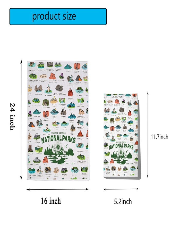 POFULL National Parks Checklist Gift Traveler Gift National Park Hiking Gift US National Park Kitchen Towel (States National Park) - Image 2