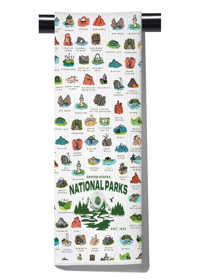 POFULL National Parks Checklist Gift Traveler Gift National Park Hiking Gift US National Park Kitchen Towel (States National Park) - Image 1