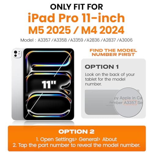 SEYMAC stock for iPad Pro 11 inch Protective Case M5 2025/M4 2024, Heavy Duty Case with Screen Protector, Pencil Holder, Rotating Stand, Hand Strap, Shoulder Strap, Black - Image 2
