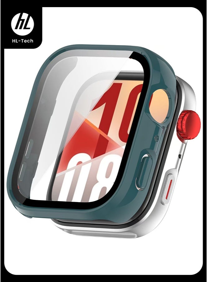 HL-Tech Case Compatible with HUAWEI Watch Fit 4 Watch Glass Protective Film Hard Plastic Frame HUAWEI Watch Fit 4 Watch Case Dark green - Image 1