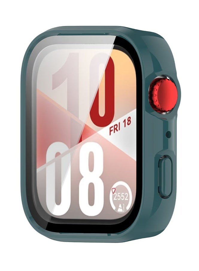 HL-Tech Case Compatible with HUAWEI Watch Fit 4 Watch Glass Protective Film Hard Plastic Frame HUAWEI Watch Fit 4 Watch Case Dark green - Image 2